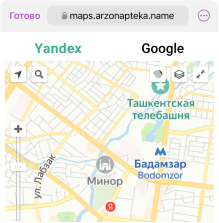 map with search results