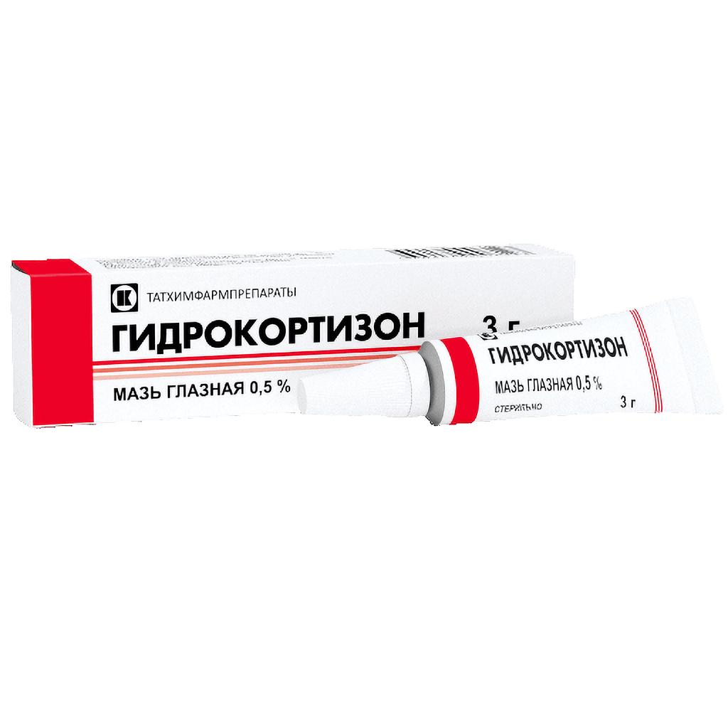 Гидрокортизон, 0,5%, 3 г, мазь глаз.