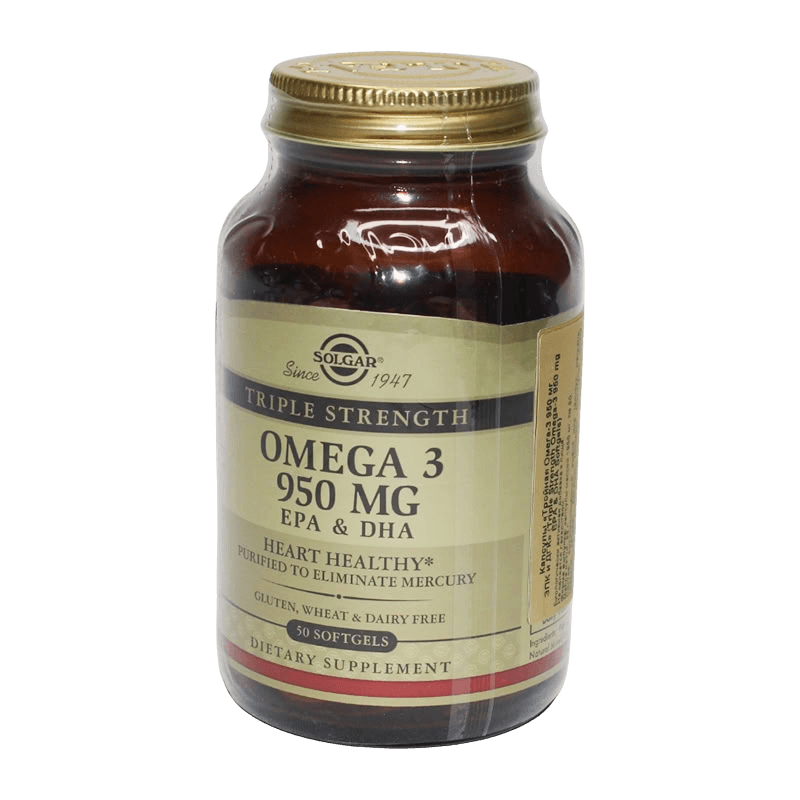 Омега 3 Тройная ЭПК и ДГК (Solgar Omega-3, EPA & DHA, Triple Strength), 950 мг, капс. №50