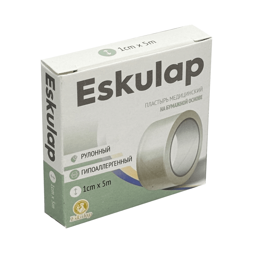 Пластырь, мед. бумажный Eskulap, 1 см х 5 м