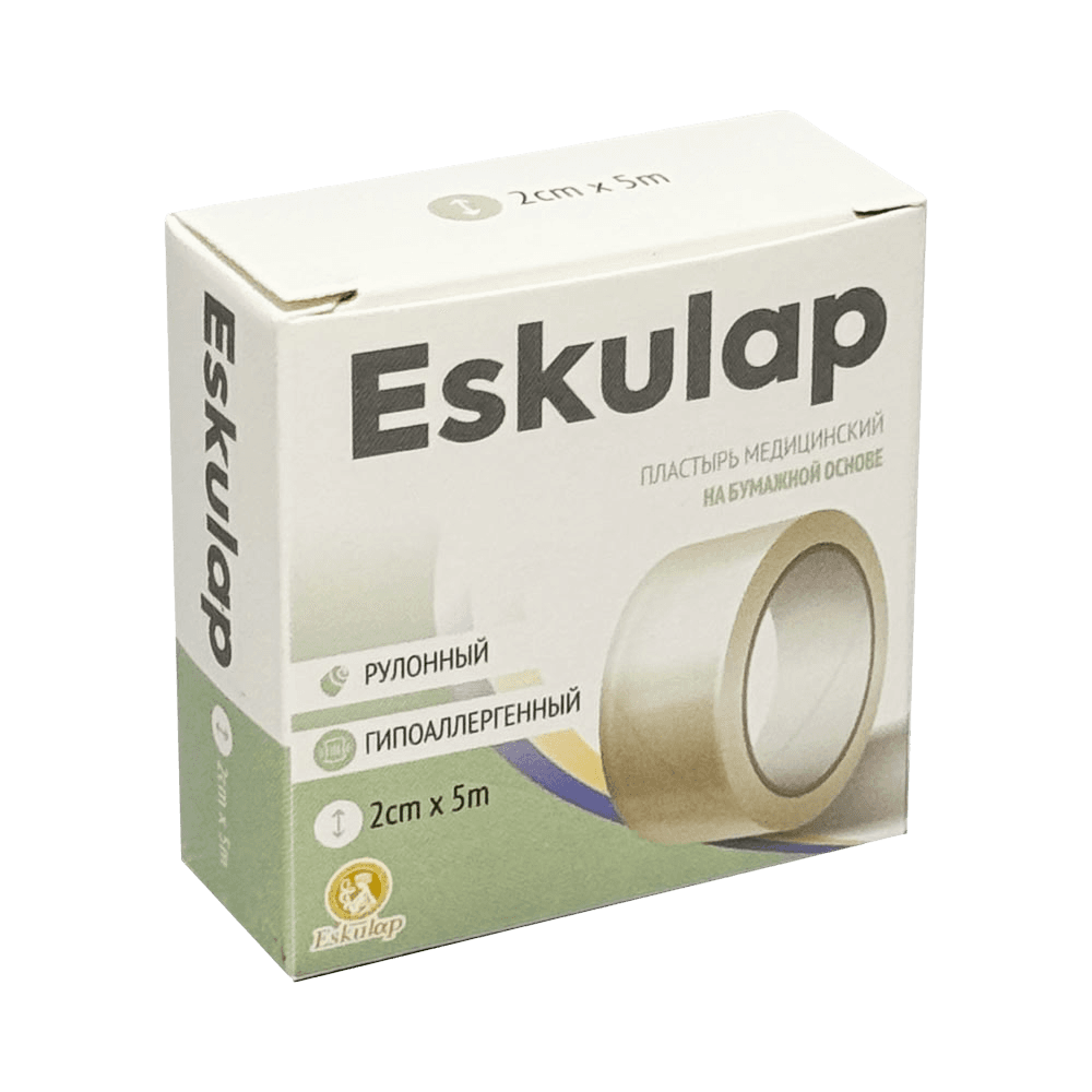 Пластырь, мед. бумажный Eskulap, 2 см х 5 м
