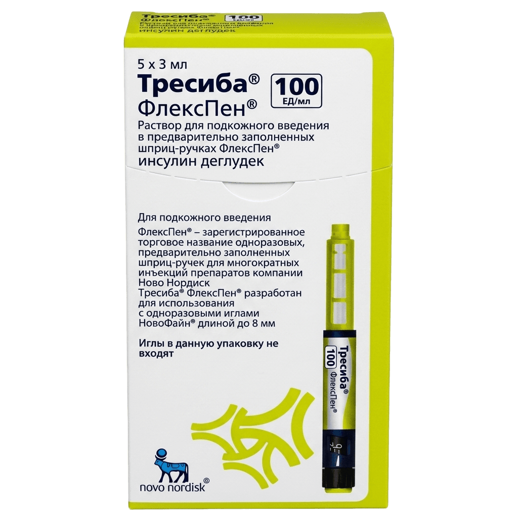 Тресиба ФлексПен, 100 ЕД/мл, 3 мл, шприц-ручки, №5