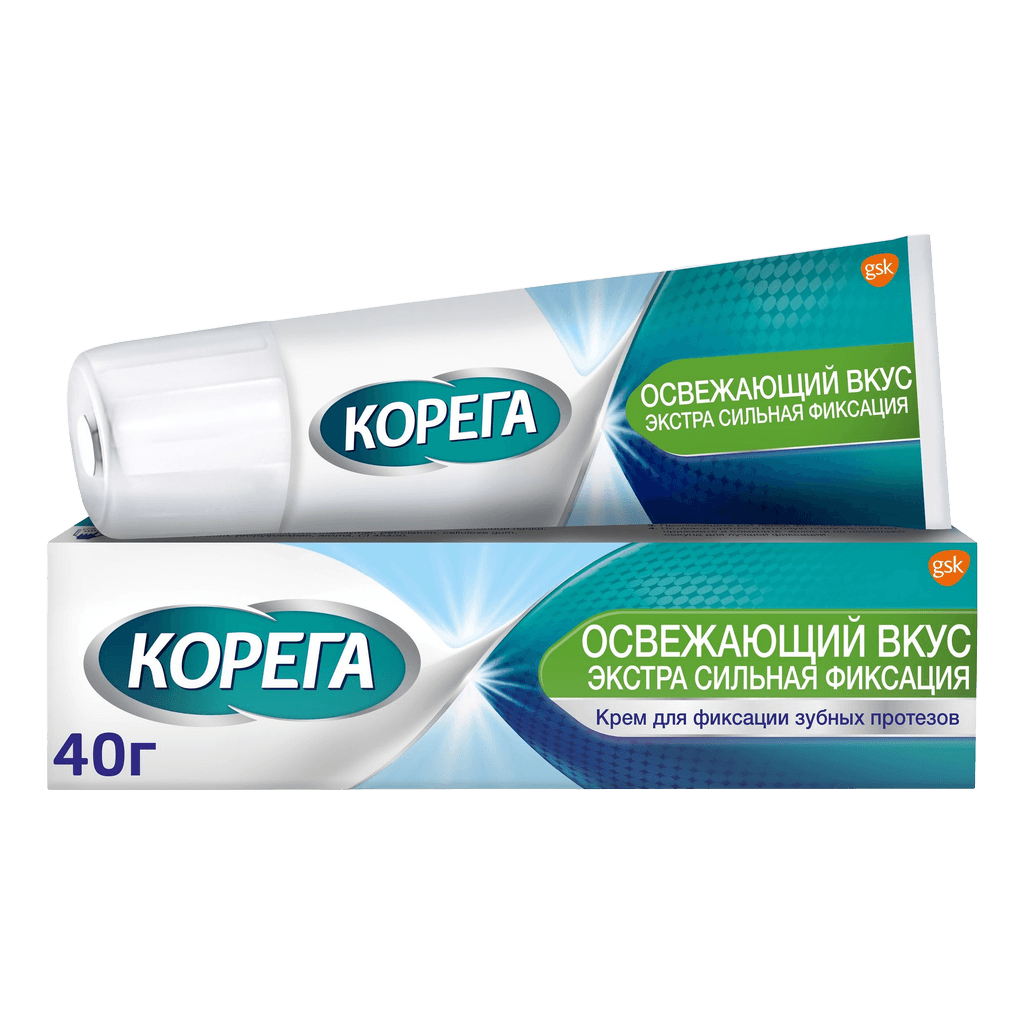 Корега Освежающий вкус для фиксации зубных протезов крем, 40 г