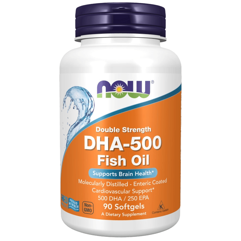ДГА-500 Рыбий жир (NOW DHA-500 Fish Oil), капс. №90