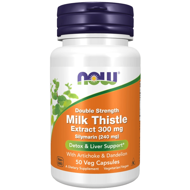 Расторопша экстракт и Силимарин (NOW Milk Thistle Extract Silymarin), 300/240 мг, капс. №50
