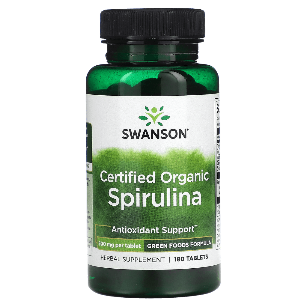 Спирулина (Swanson Spirulina), 500 мг, капс. №180