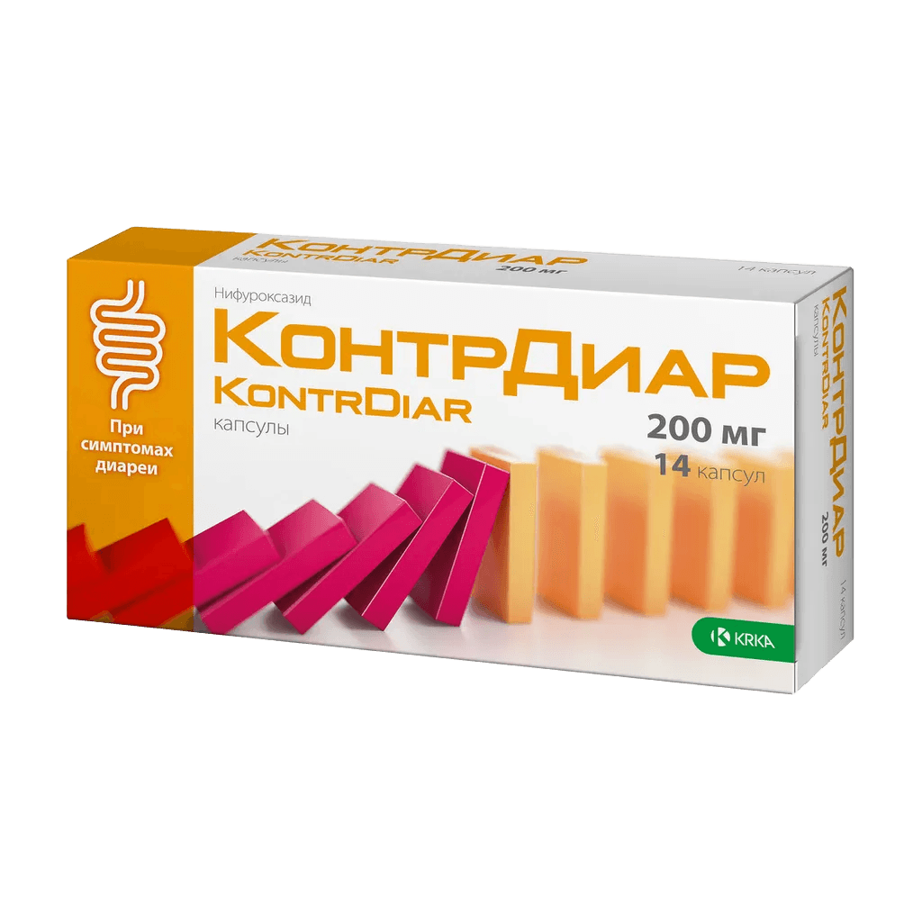 КонтрДиар, 200 мг, капс. №14