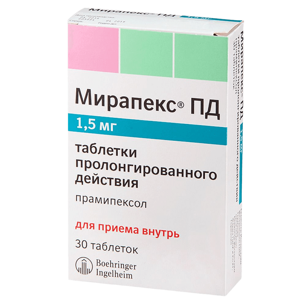 Мирапекс ПД, 1,5 мг, таб. №30