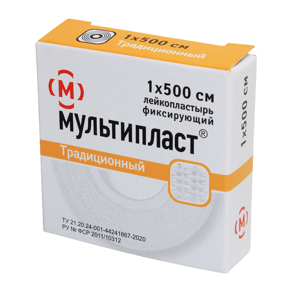Лейкопластырь фикси. нестер. тканный. Мультипласт, 1 х 500 см
