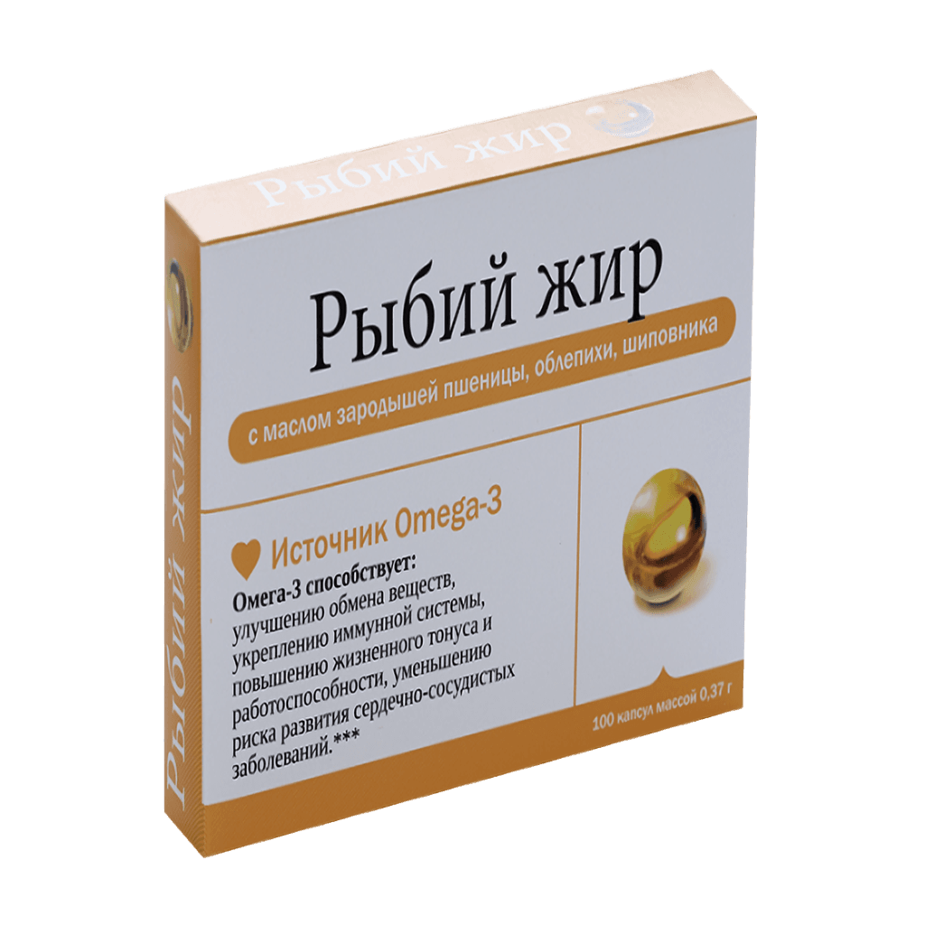 Рыбий жир с пшеницей, облепихой и шиповником, 370 мг, капс. №100
