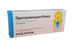 Эритромицин-НИКА, 250 мг, таб. №10