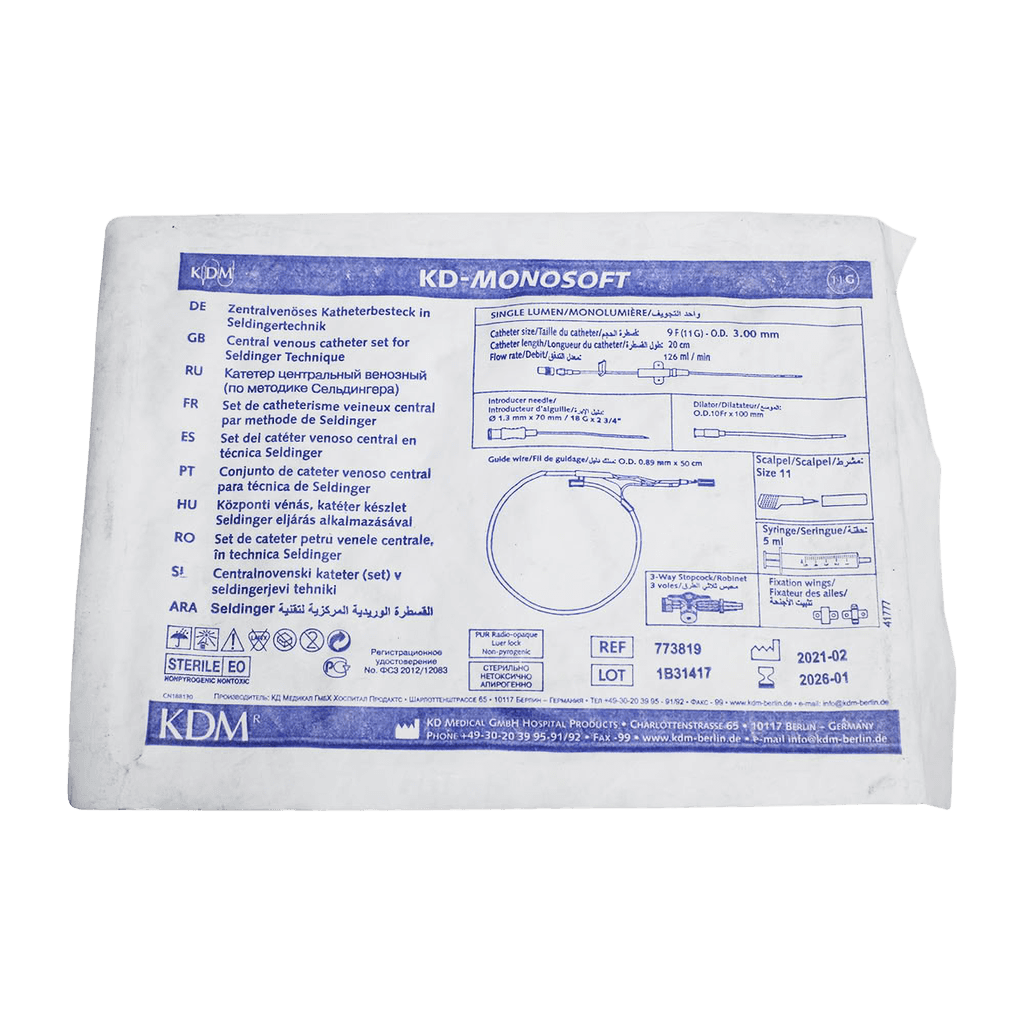 Катетер центральный венозный Seldinger KD-Monosoft. 9 F, 11 G