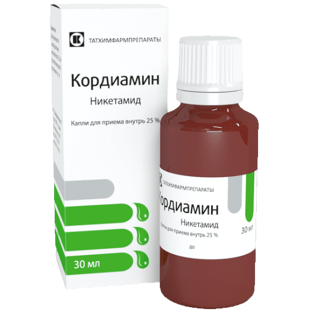 Кордиамин, 25%, 30 мл, капли.