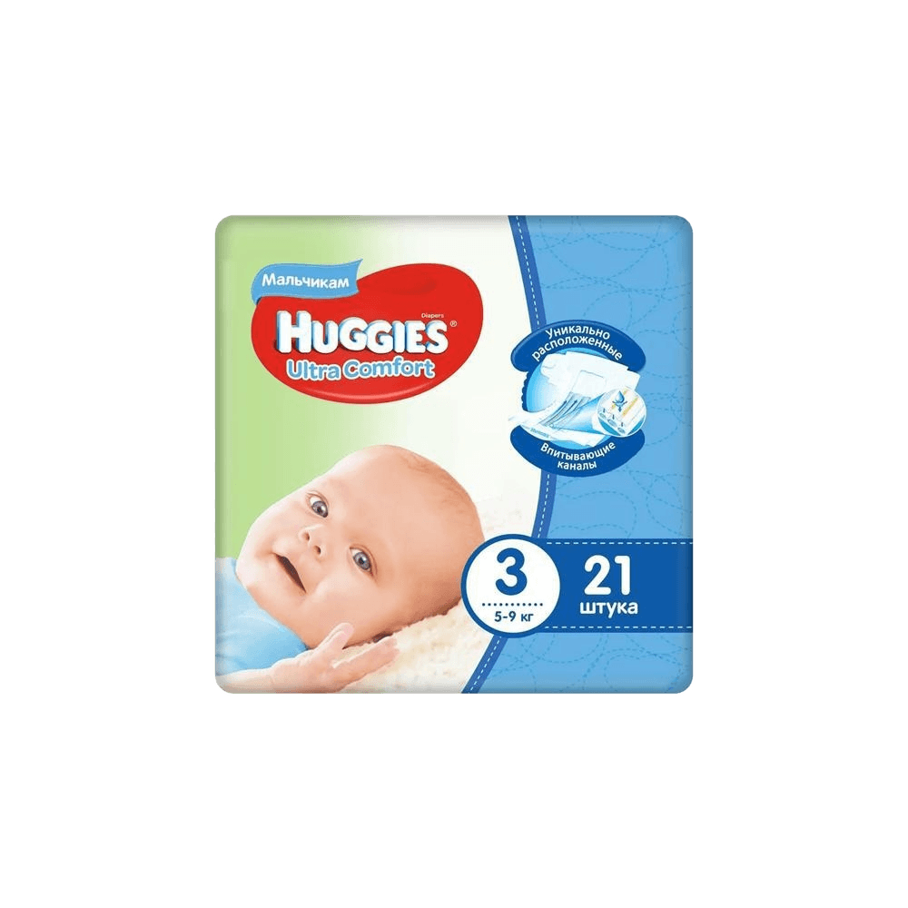 Подгузники дет. для мальчиков Huggies Ultra Comfort, раз. 3, №21