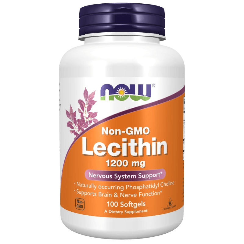 Лецитин без ГМО (NOW Non-GMO Lecithin), 1200 мг, капс. №100