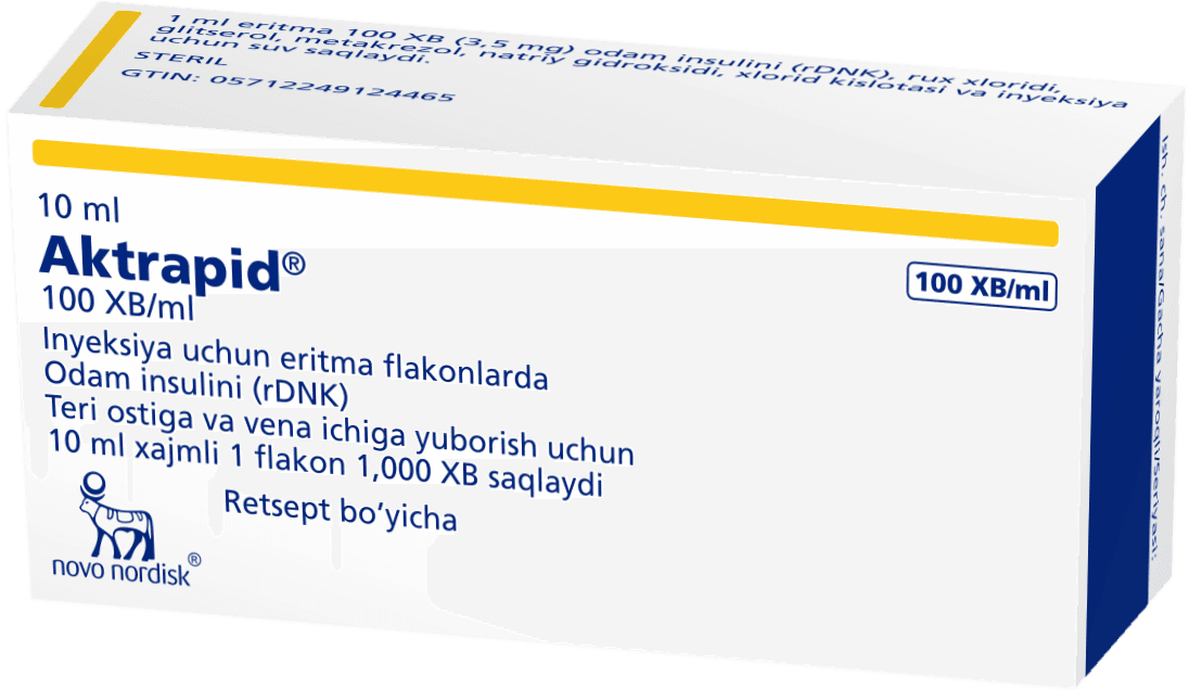 Актрапид, 100 МЕ/мл, 10 мл, флак. №1