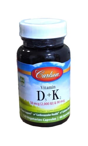 Витамин Д3+К2 (Carlson Vitamin D3-K2), 50 мкг/2000 МЕ, капс. №120