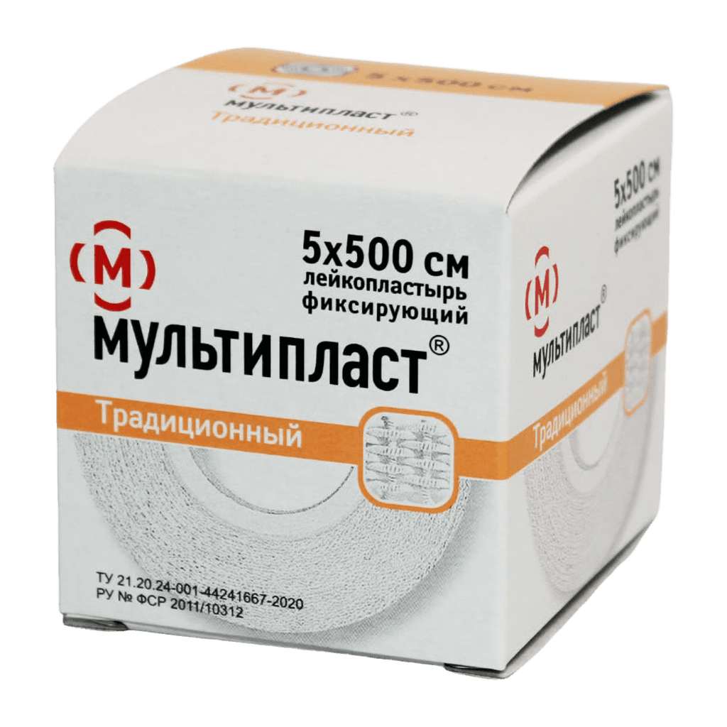 Лейкопластырь фикси. нестер. тканный. Мультипласт, 5 х 500 см