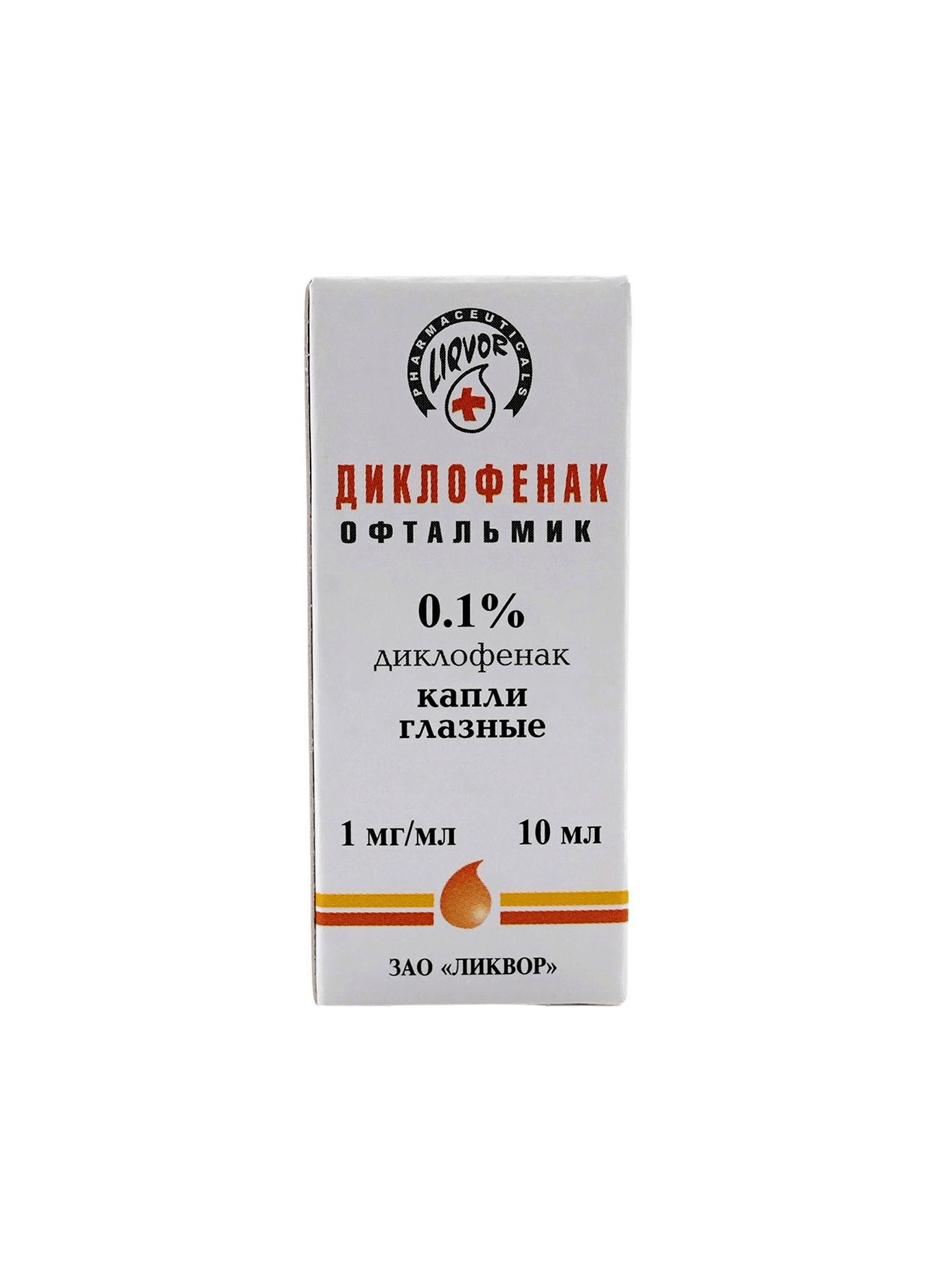 Диклофенак Офтальмик, 0,1%, 10 мл, капли глаз.