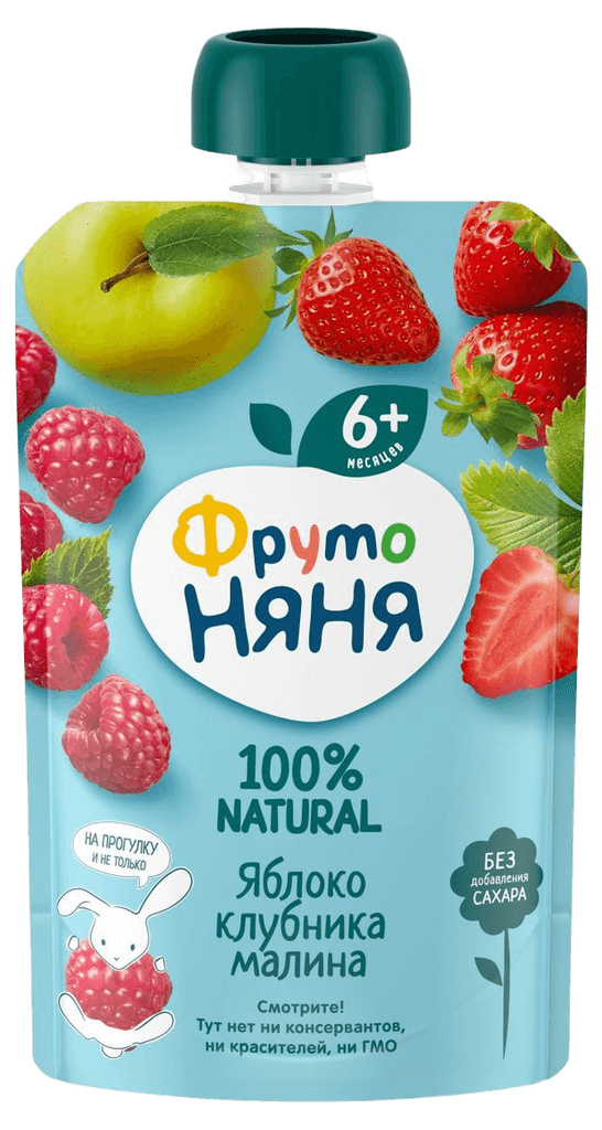 Десерт из яблок, клубники и малины ФрутоНяня, 90 г