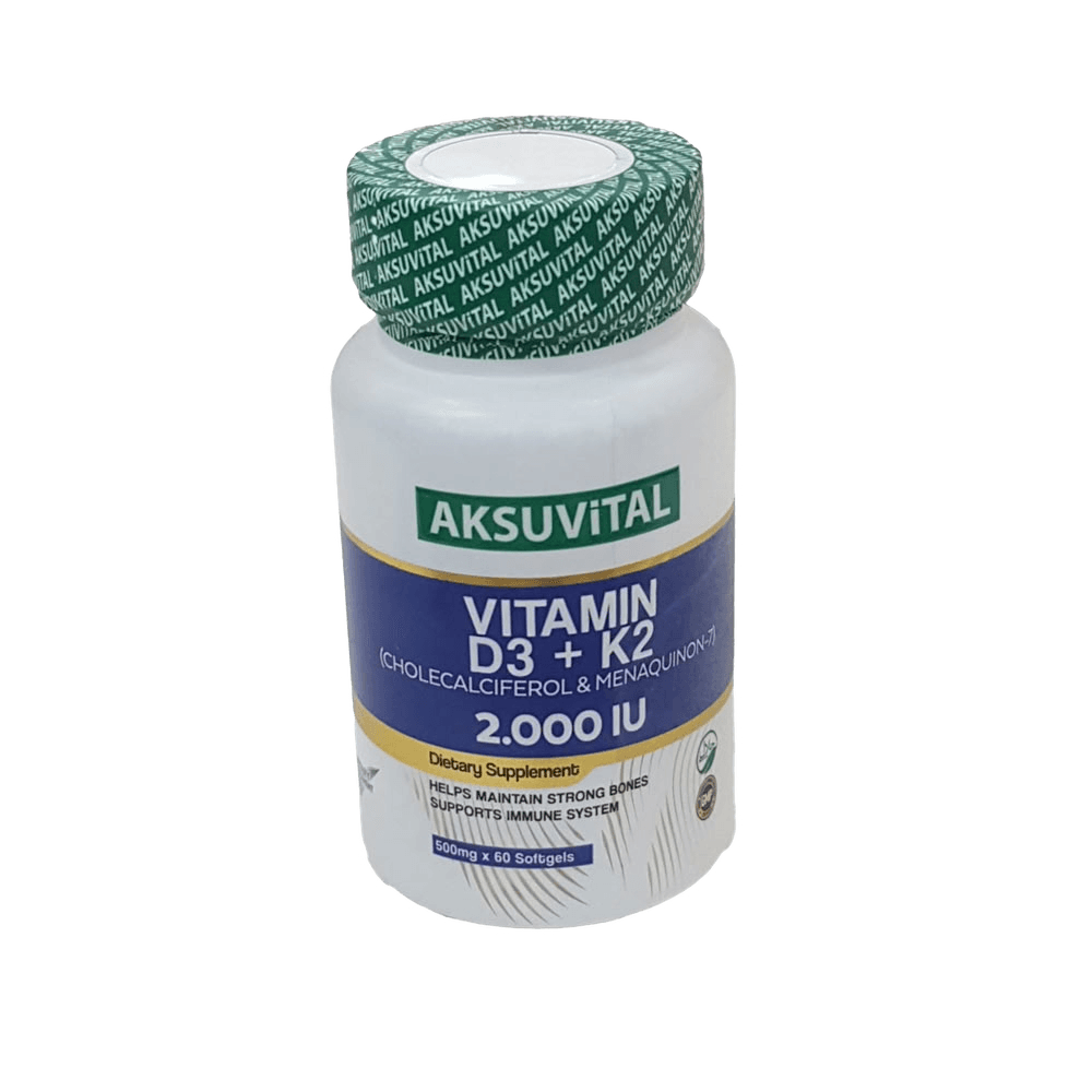 Витамин Д3 К2 Aksuvital, 2000 МЕ/500 мг, капс. №60