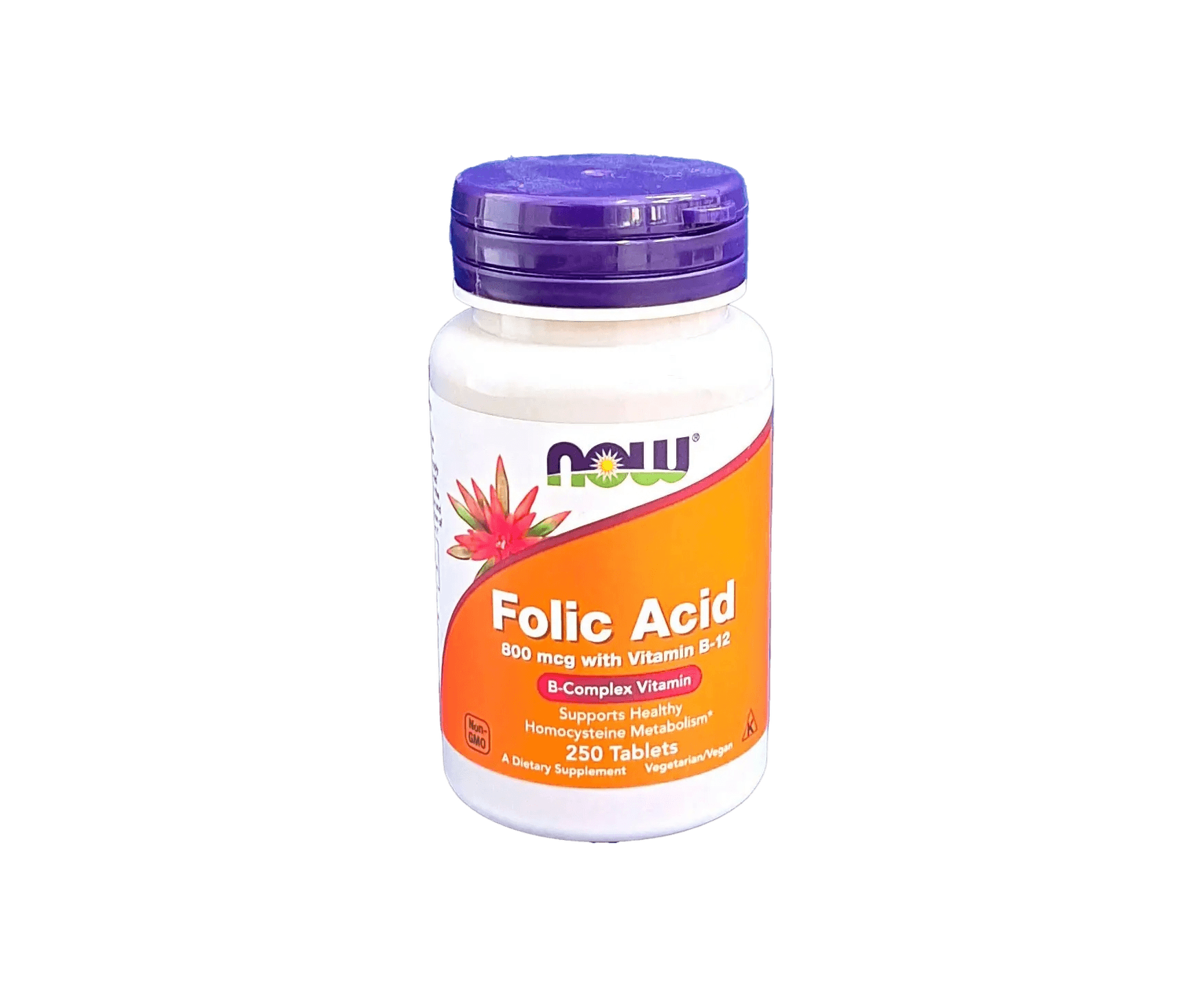 Фолиевая кислота с Вит. В-12 (NOW Folic Acid with Vitamin B-12), 800 мкг, таб. №250