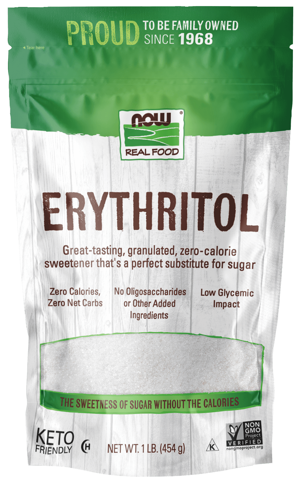 Eritritol (NOW Erythritol), powder, 454 g