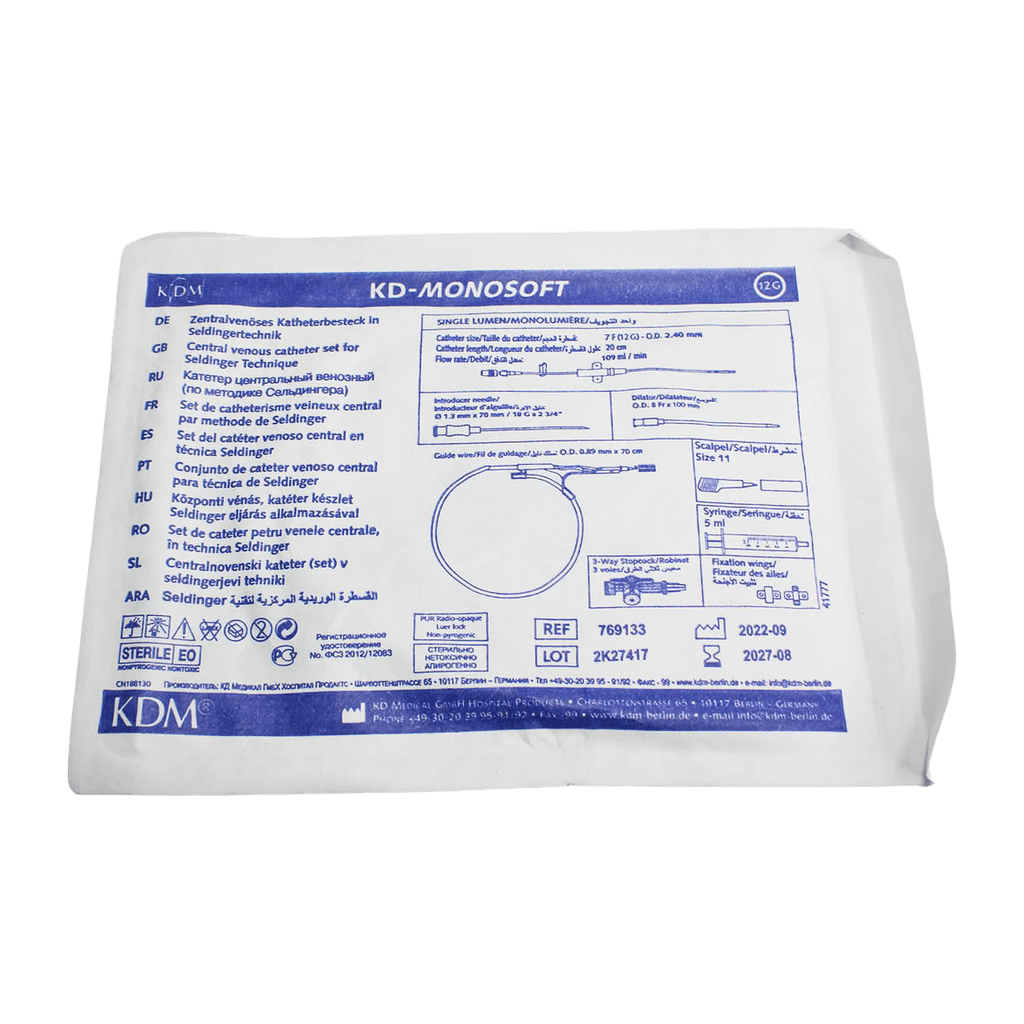 Катетер центральный венозный Seldinger KD-Monosoft. 7 F, 12 G