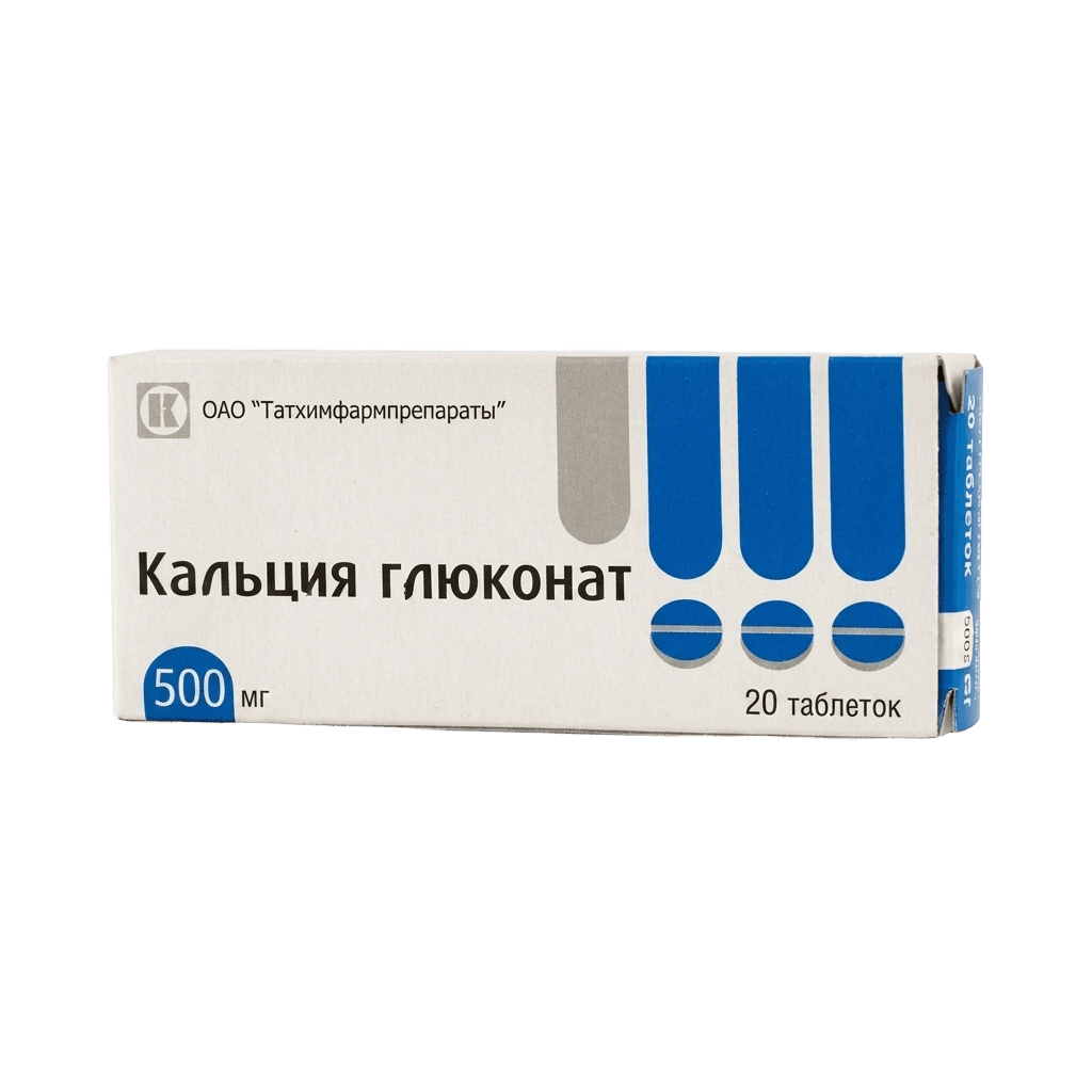 Кальция глюконат, 500 мг, таб. №20