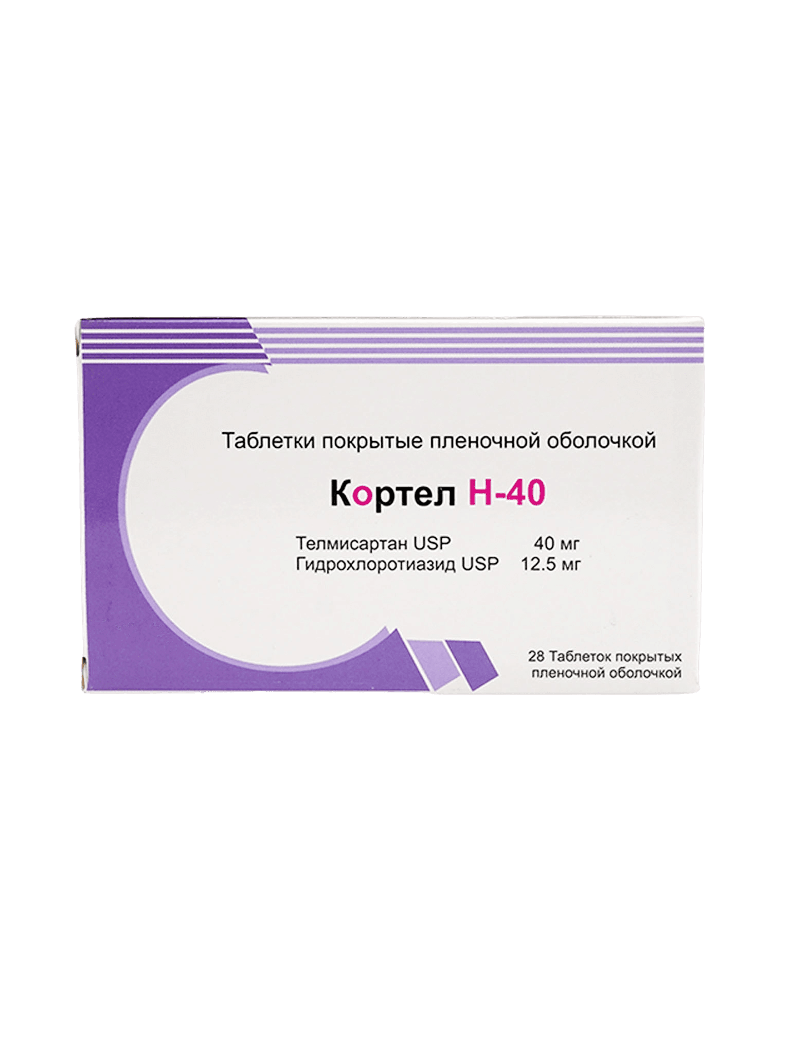 Кортел Н-40, 40 мг/12,5 мг, таб. №28