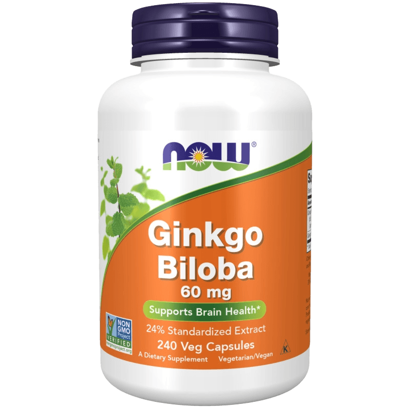 Гинкго билоба (NOW Ginkgo Biloba), 60 мг, капс. №240