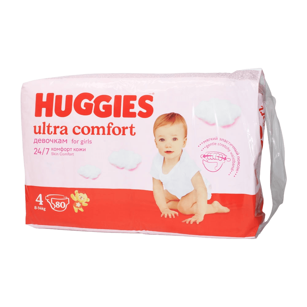 Подгузники дет. для девочек Huggies Ultra Comfort Giga, раз. 4, №80