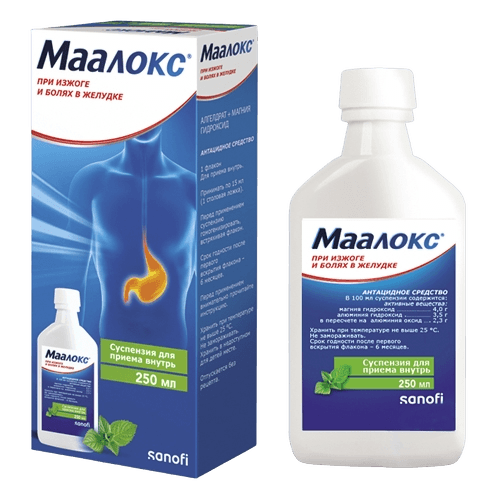 Маалокс, 250 мл, сусп.