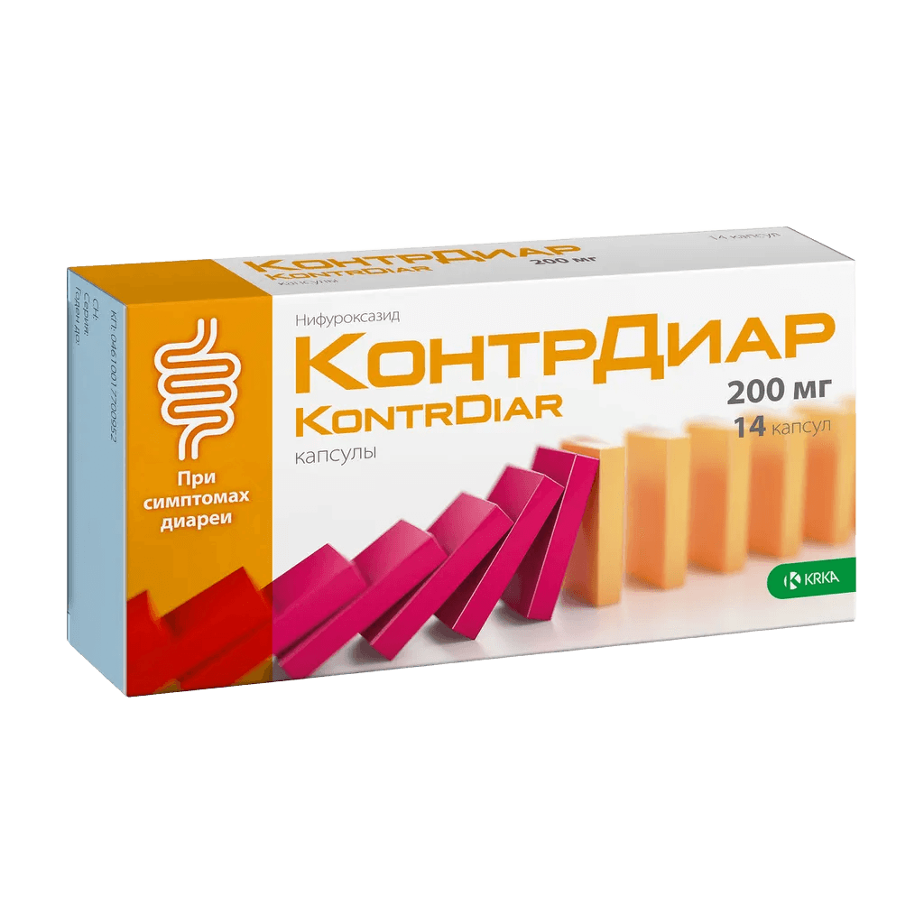 КонтрДиар, 200 мг, капс. №14