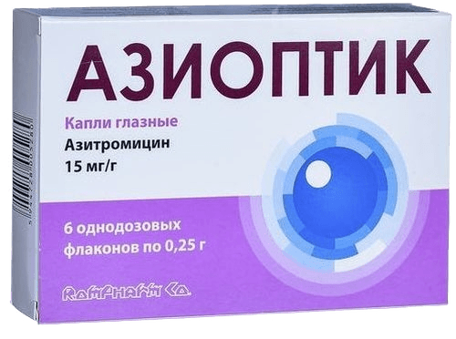 Азиоптик, 15 мг/г, 0,25 г, капли глазн. №6