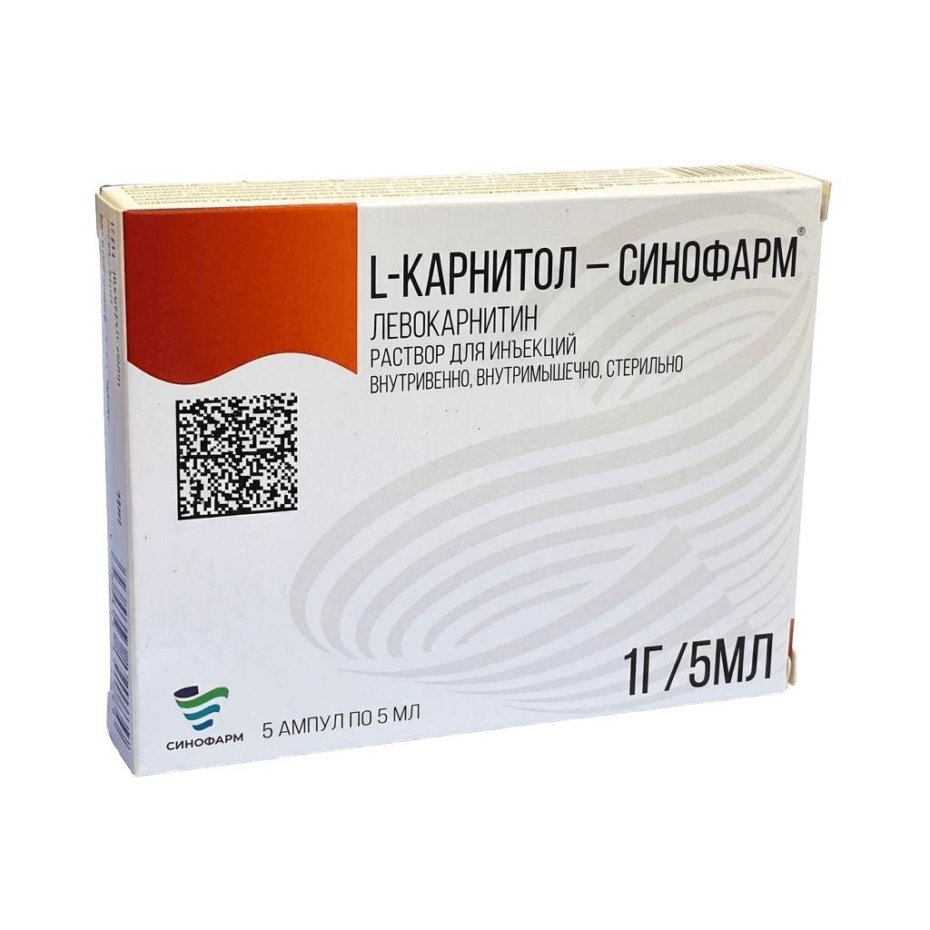 L-Карнитол-Синофарм, 1 г/5 мл, 5 мл, амп. №5