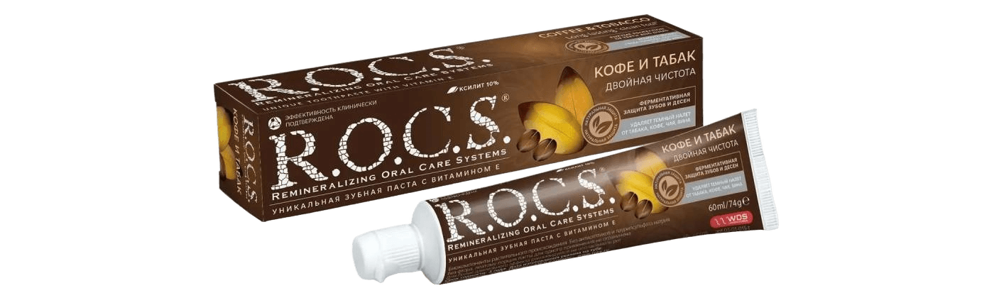 Зубная паста R.O.C.S, 74 г (кофе, табак)