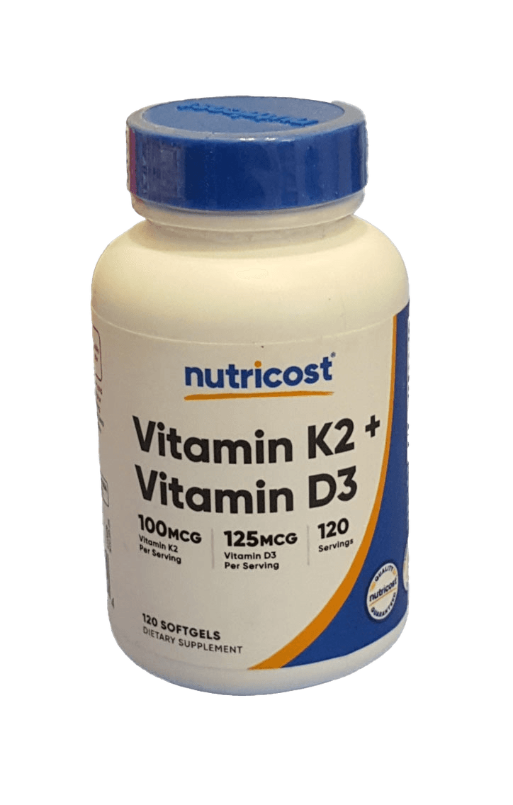 Витамин Д3+К2 (Nutricost Vitamin D3+K2), 125/100 мкг, капс. №120