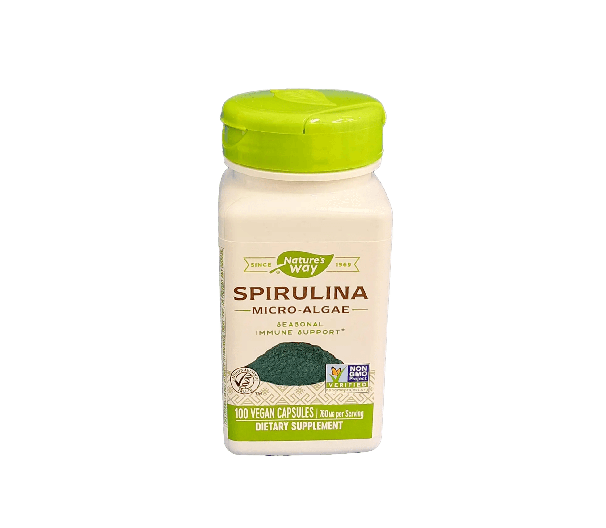 Спирулина (Natures Way Spirulina), 760 мг, капс. №100