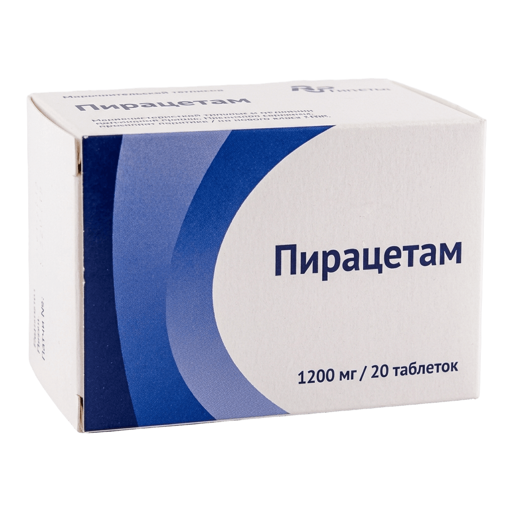 Пирацетам, 1200 мг, таб. №20