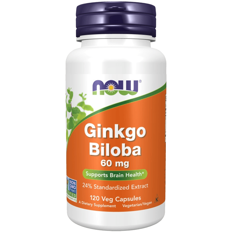 Гинкго билоба (NOW Ginkgo Biloba), 60 мг, капс. №120