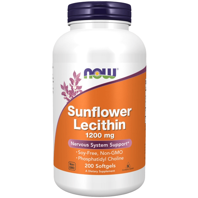 Лецитин Подсолнечный (NOW Sunflower Lecithin), 1200 мг, капс. №200