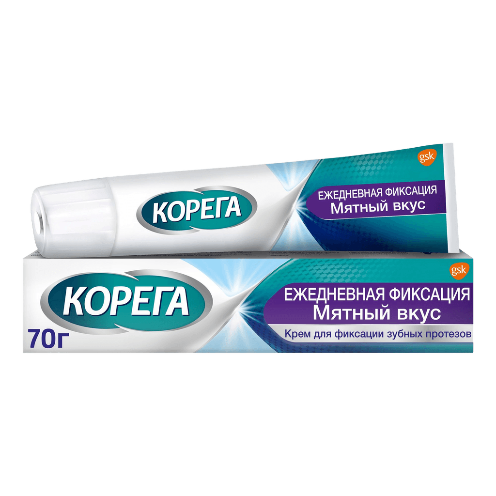 Корега Ежедневная фиксация мятный для фиксации зубных протезов крем, 70 г