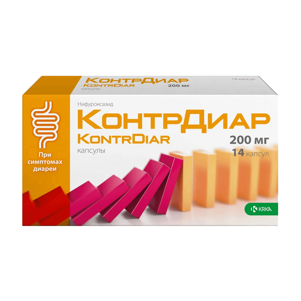 КонтрДиар, 200 мг, капс. №14