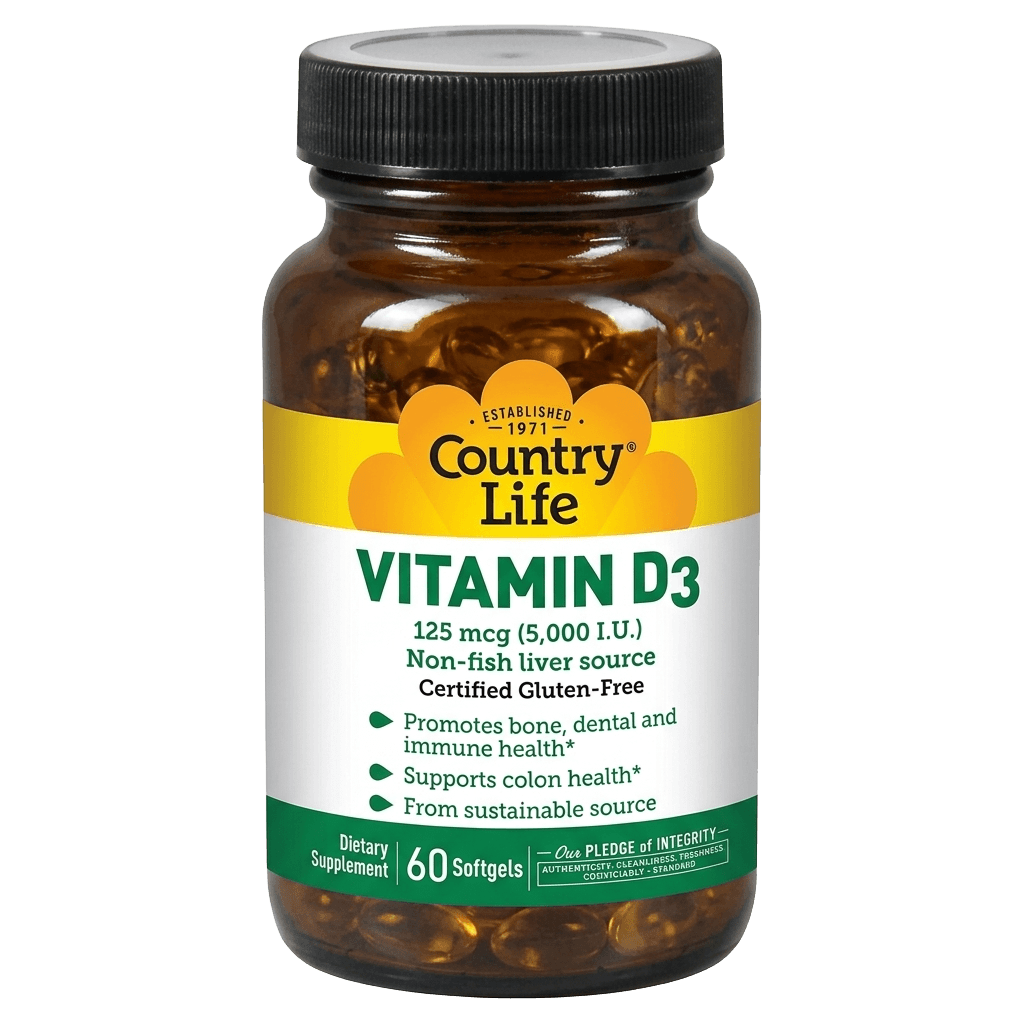 Vitamin D3 Country Life, 125 mkg/5000 ME, kaps. №60