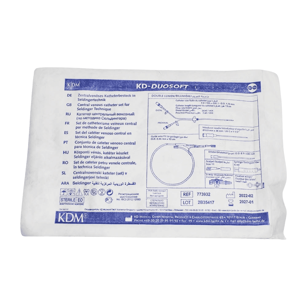 Катетер центральный венозный Seldinger KD-Duosoft, 8 Fr 14-14 G