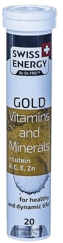 Витамины Swiss Energy, Gold, Витамины и Минералы + Лютеин, таб. шипуч. №20