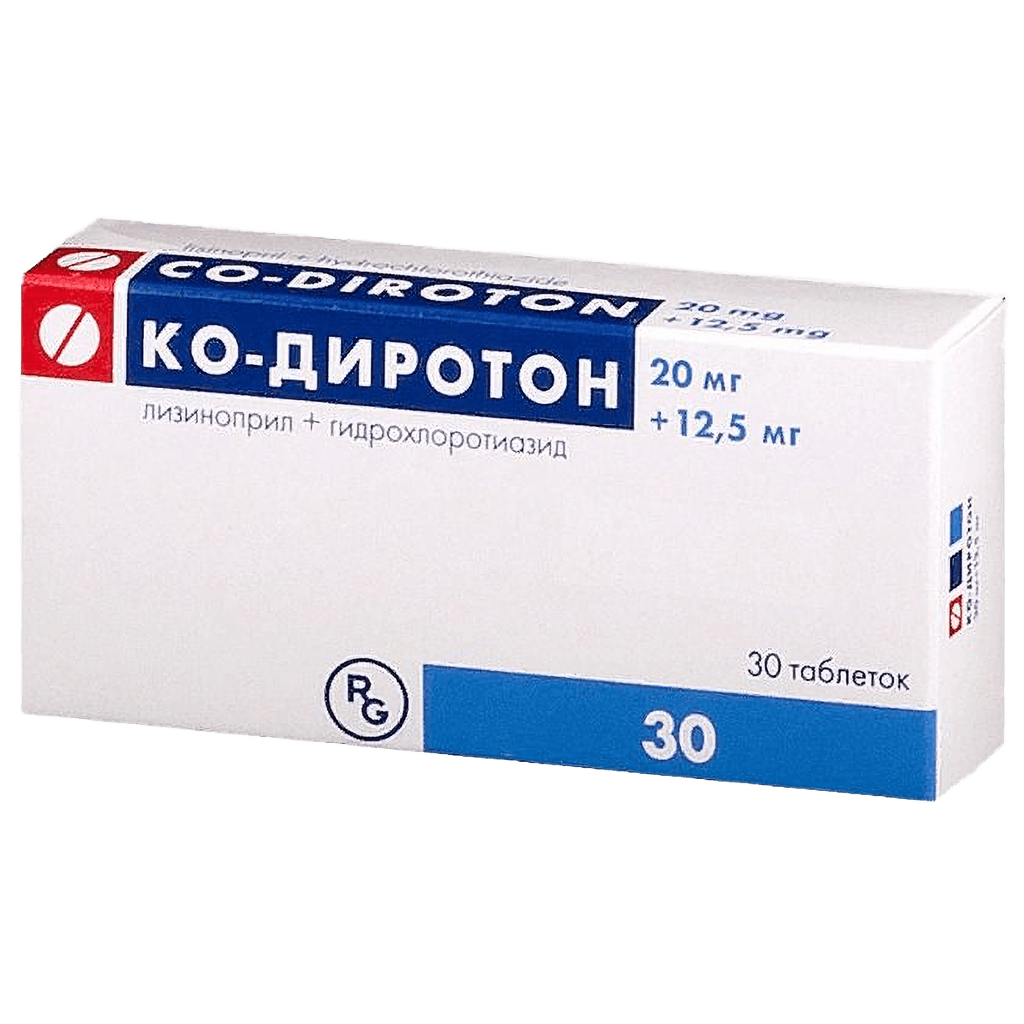 Ко-Диротон, 20 мг/12,5 мг, таб. №10