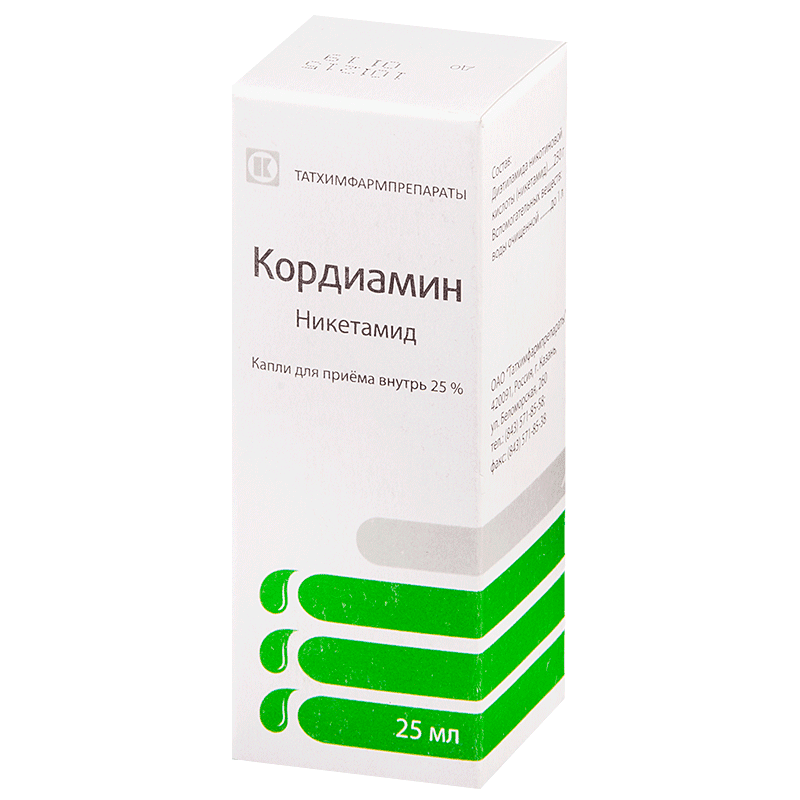 Кордиамин, 25%, 25 мл, капли.