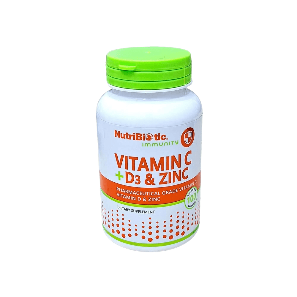 Витамин С+Д3 и Цинк NutriBiotic, капс. №100